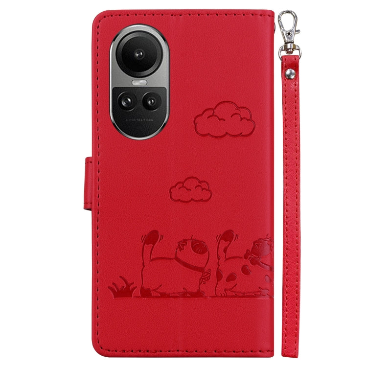 For OPPO Reno10 5G Cute Cats RFID Leather Phone Case