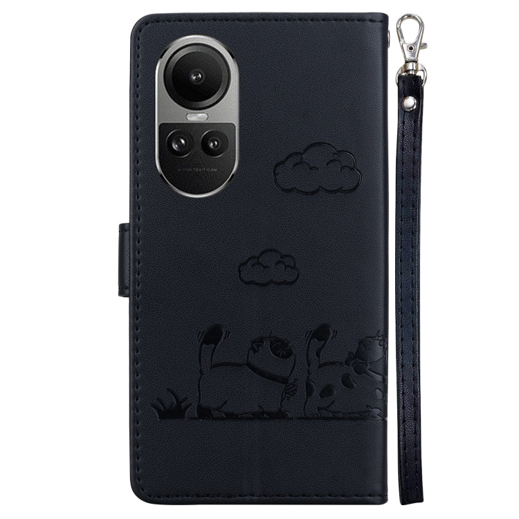 For OPPO Reno10 5G Cute Cats RFID Leather Phone Case
