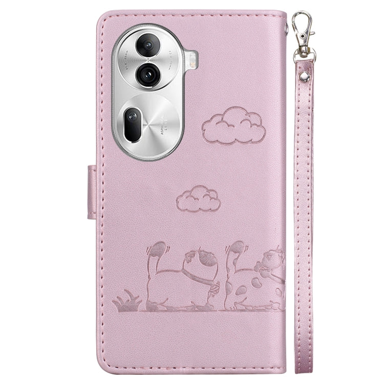For OPPO Reno11 Pro 5G Global Cute Cats RFID Leather Phone Case