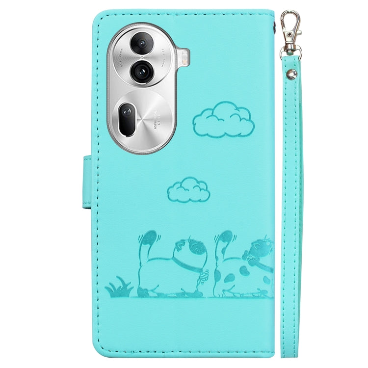 For OPPO Reno11 Pro 5G Global Cute Cats RFID Leather Phone Case