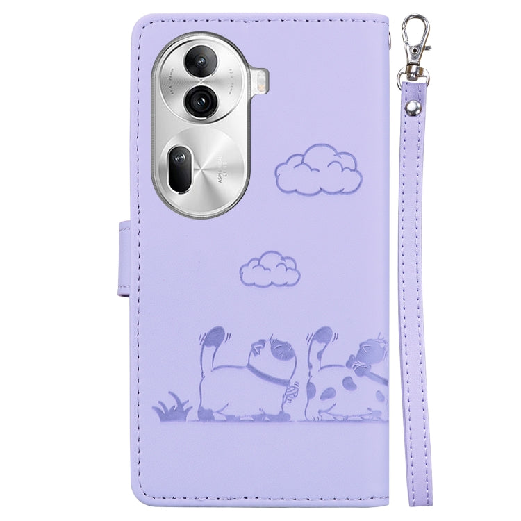 For OPPO Reno11 Pro 5G Global Cute Cats RFID Leather Phone Case