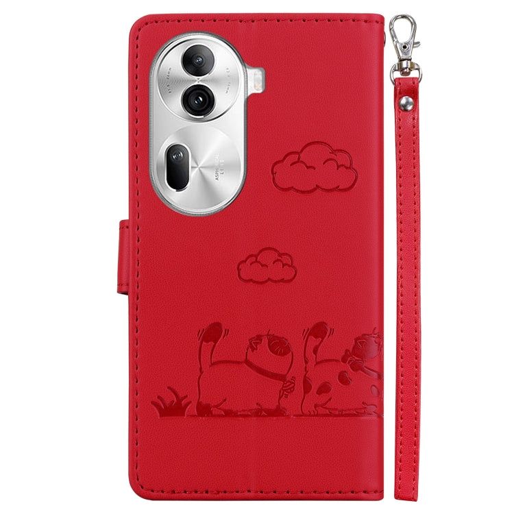 For OPPO Reno11 Pro 5G Global Cute Cats RFID Leather Phone Case