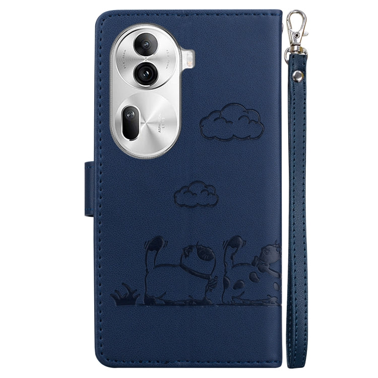 For OPPO Reno11 Pro 5G Global Cute Cats RFID Leather Phone Case