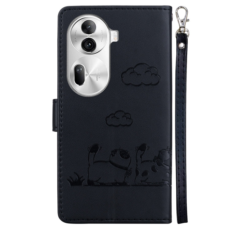 For OPPO Reno11 Pro 5G Global Cute Cats RFID Leather Phone Case