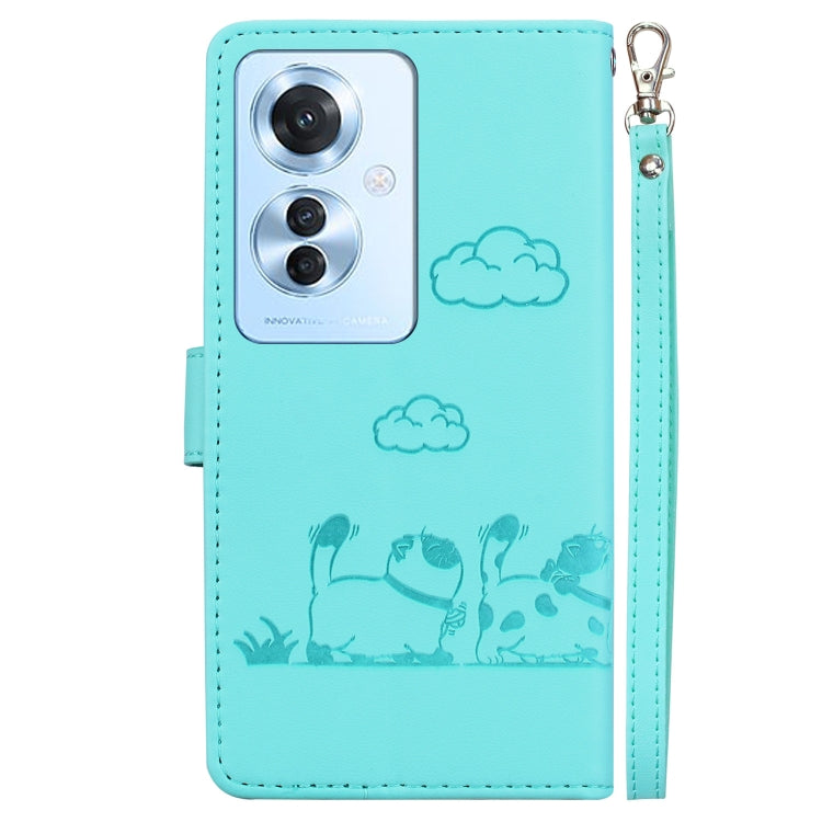 For OPPO Reno11 F Global Cute Cats RFID Leather Phone Case