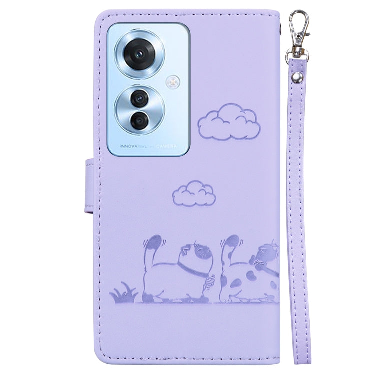 For OPPO Reno11 F Global Cute Cats RFID Leather Phone Case
