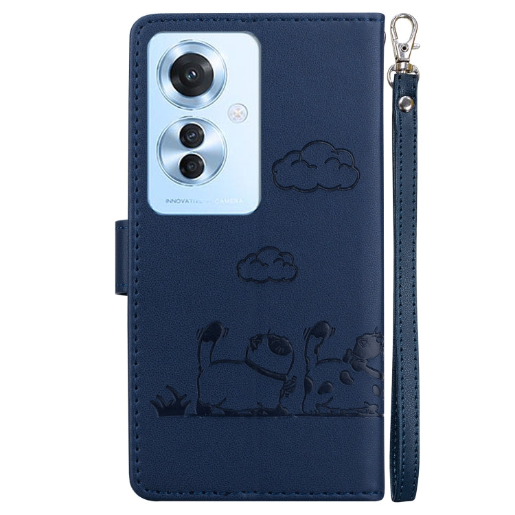 For OPPO Reno11 F Global Cute Cats RFID Leather Phone Case