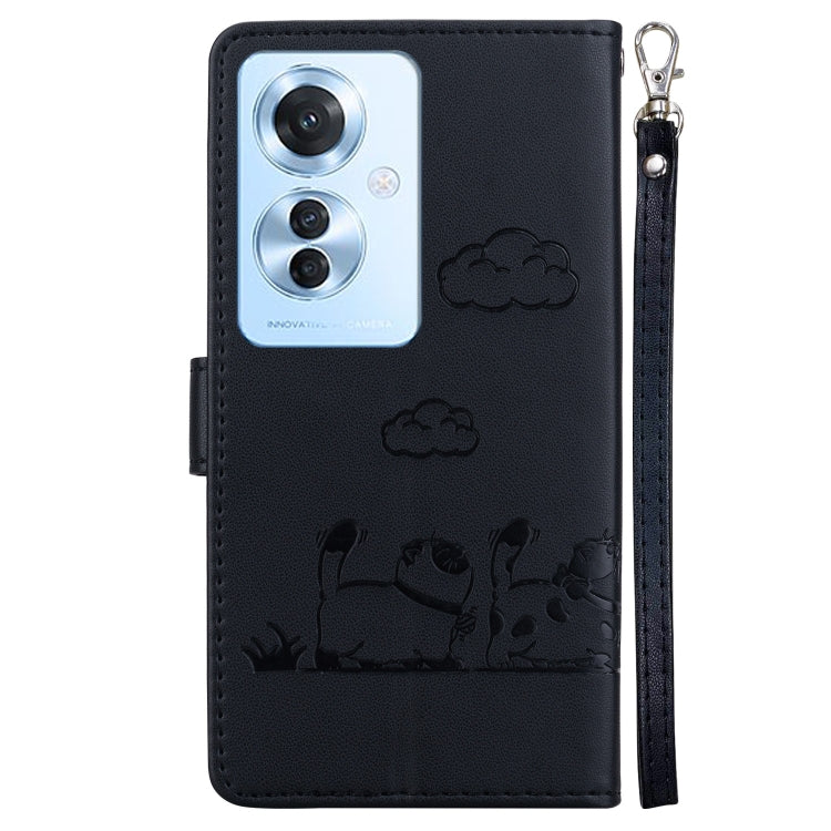 For OPPO Reno11 F Global Cute Cats RFID Leather Phone Case