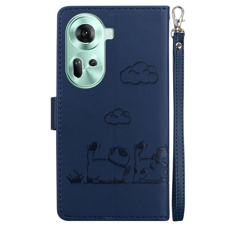 For OPPO Reno11 Global Cute Cats RFID Leather Phone Case