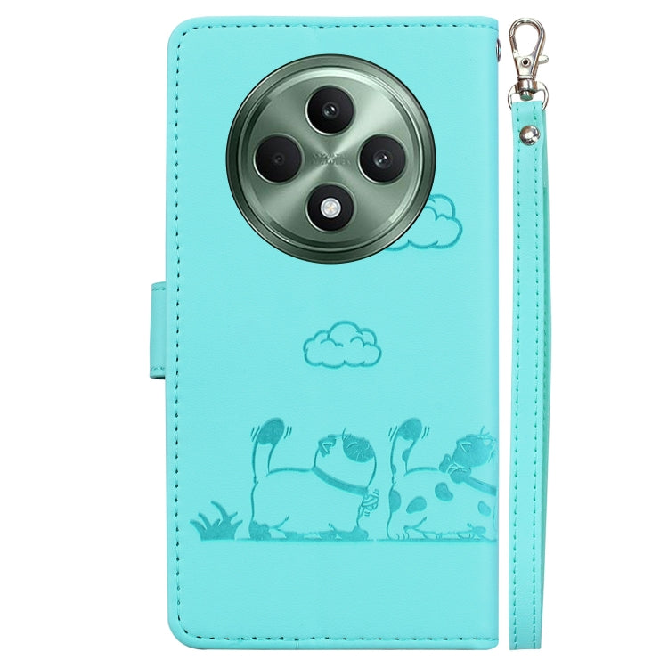 For OPPO Reno12 F 5G Cute Cats RFID Leather Phone Case