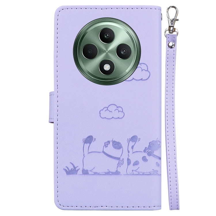 For OPPO Reno12 F 5G Cute Cats RFID Leather Phone Case