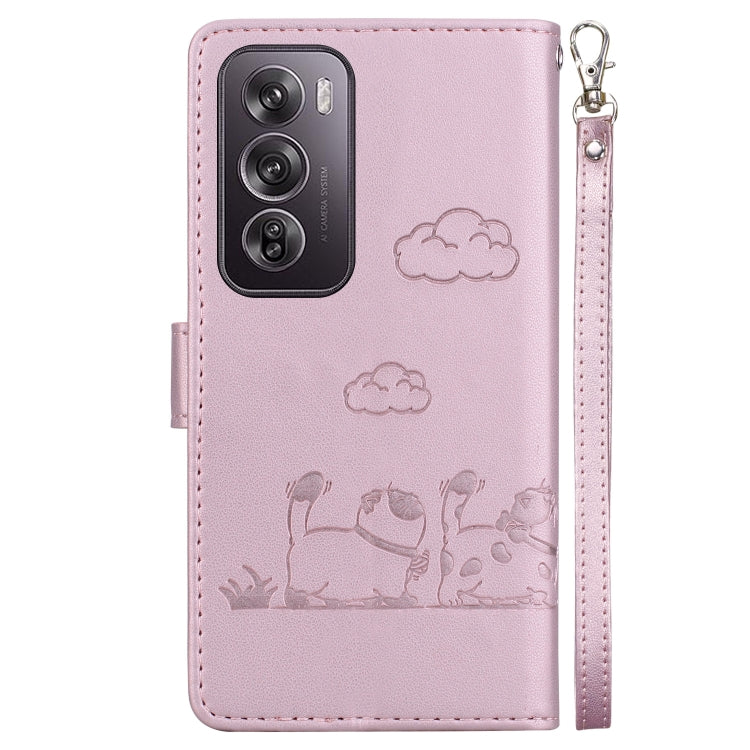 For OPPO Reno12 Pro 5G Global Cute Cats RFID Leather Phone Case