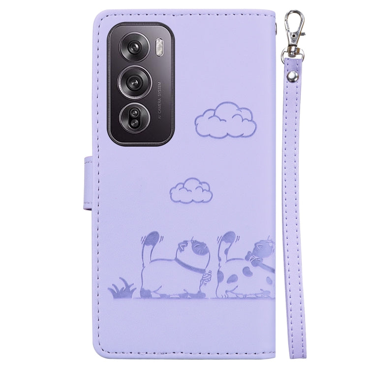 For OPPO Reno12 Pro 5G Global Cute Cats RFID Leather Phone Case