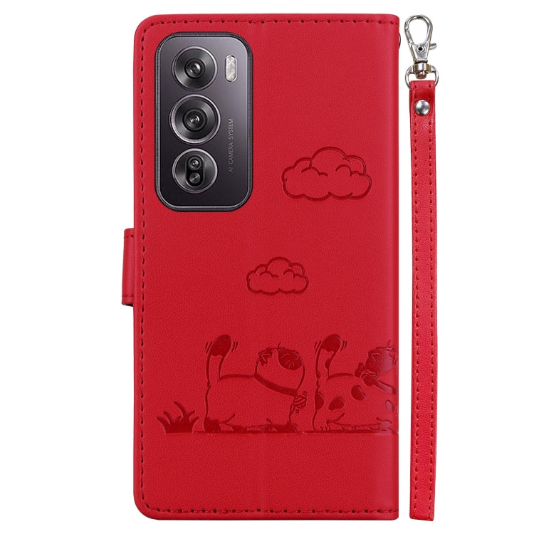 For OPPO Reno12 Pro 5G Global Cute Cats RFID Leather Phone Case