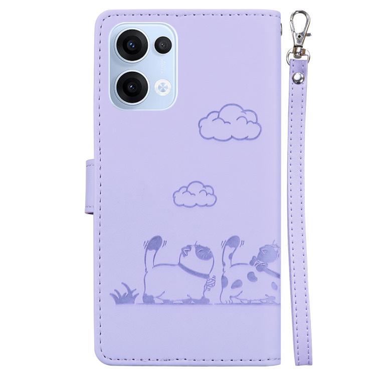For OPPO Reno13 Global Cute Cats RFID Leather Phone Case