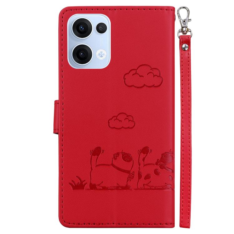 For OPPO Reno13 Global Cute Cats RFID Leather Phone Case