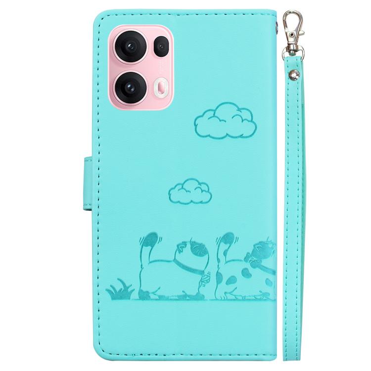 For OPPO Reno13 Pro Global Cute Cats RFID Leather Phone Case