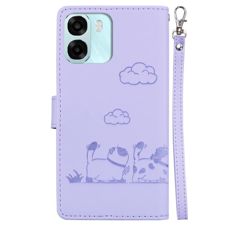 For OPPO A6 / A6s / A6t / A6x 4G / 5G Global Cute Cats RFID Leather Phone Case