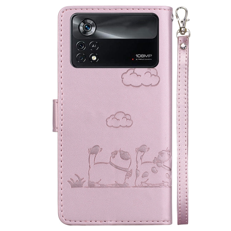 For Xiaomi Poco X4 Pro 5G Cute Cats RFID Leather Phone Case
