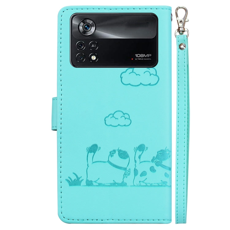 For Xiaomi Poco X4 Pro 5G Cute Cats RFID Leather Phone Case