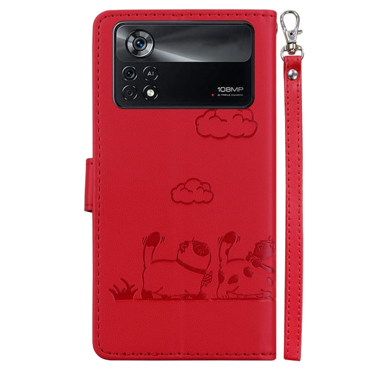 For Xiaomi Poco X4 Pro 5G Cute Cats RFID Leather Phone Case