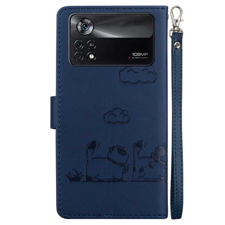For Xiaomi Poco X4 Pro 5G Cute Cats RFID Leather Phone Case