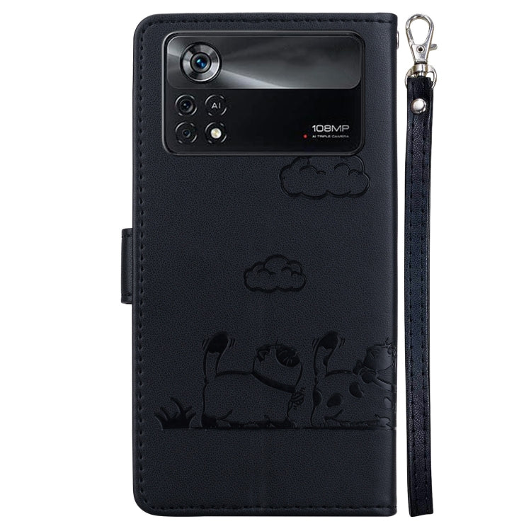For Xiaomi Poco X4 Pro 5G Cute Cats RFID Leather Phone Case
