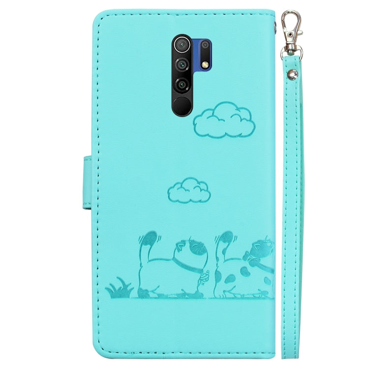 For Xiaomi Poco M2 Cute Cats RFID Leather Phone Case