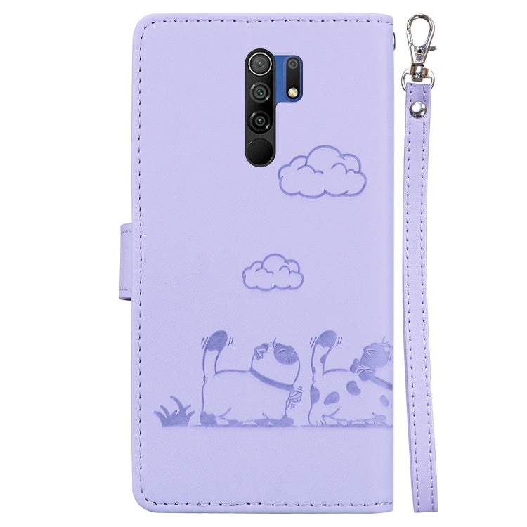 For Xiaomi Poco M2 Cute Cats RFID Leather Phone Case