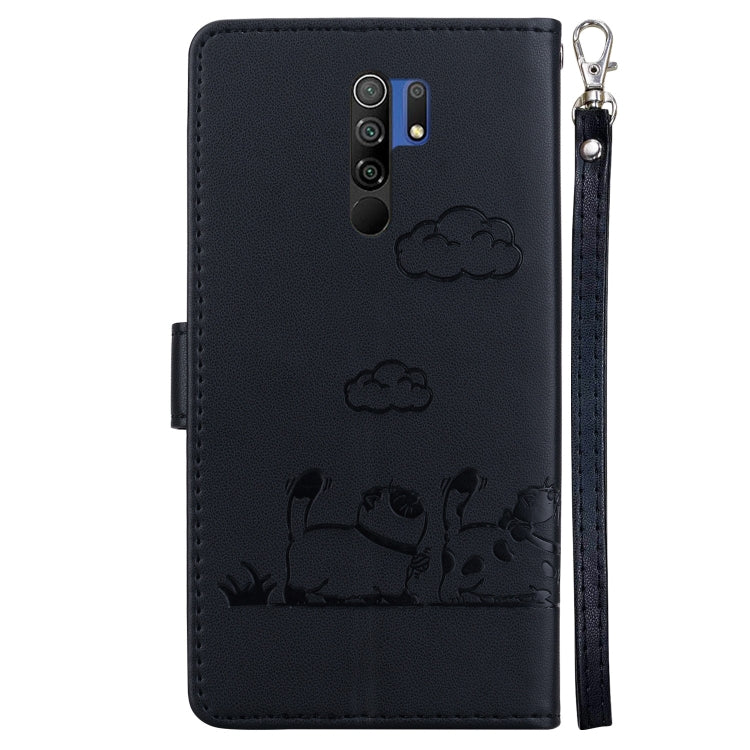 For Xiaomi Poco M2 Cute Cats RFID Leather Phone Case
