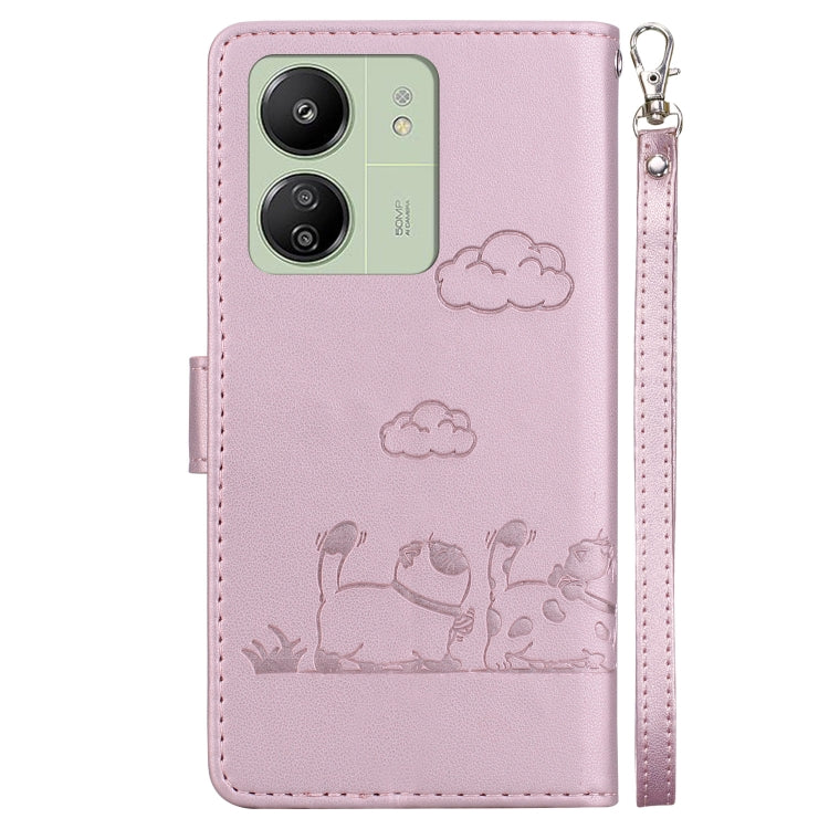 For Xiaomi Poco C65 4G Cute Cats RFID Leather Phone Case
