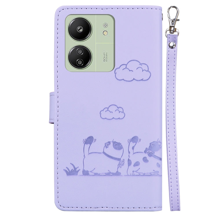 For Xiaomi Poco C65 4G Cute Cats RFID Leather Phone Case