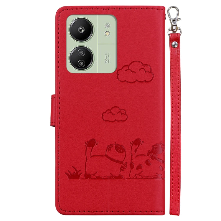For Xiaomi Poco C65 4G Cute Cats RFID Leather Phone Case
