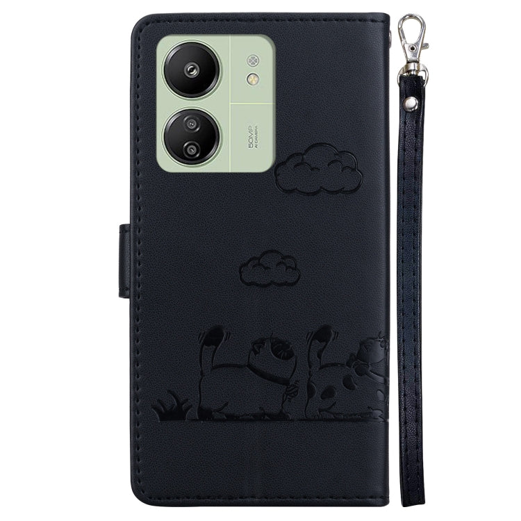 For Xiaomi Poco C65 4G Cute Cats RFID Leather Phone Case