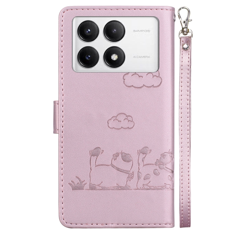 For Xiaomi Poco F6 Pro Cute Cats RFID Leather Phone Case