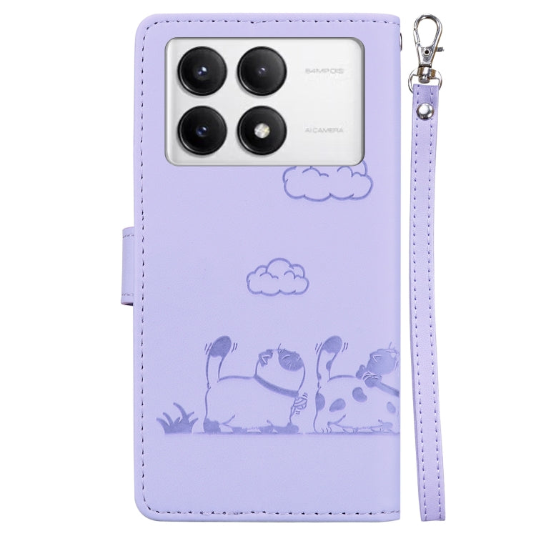 For Xiaomi Poco F6 Pro Cute Cats RFID Leather Phone Case