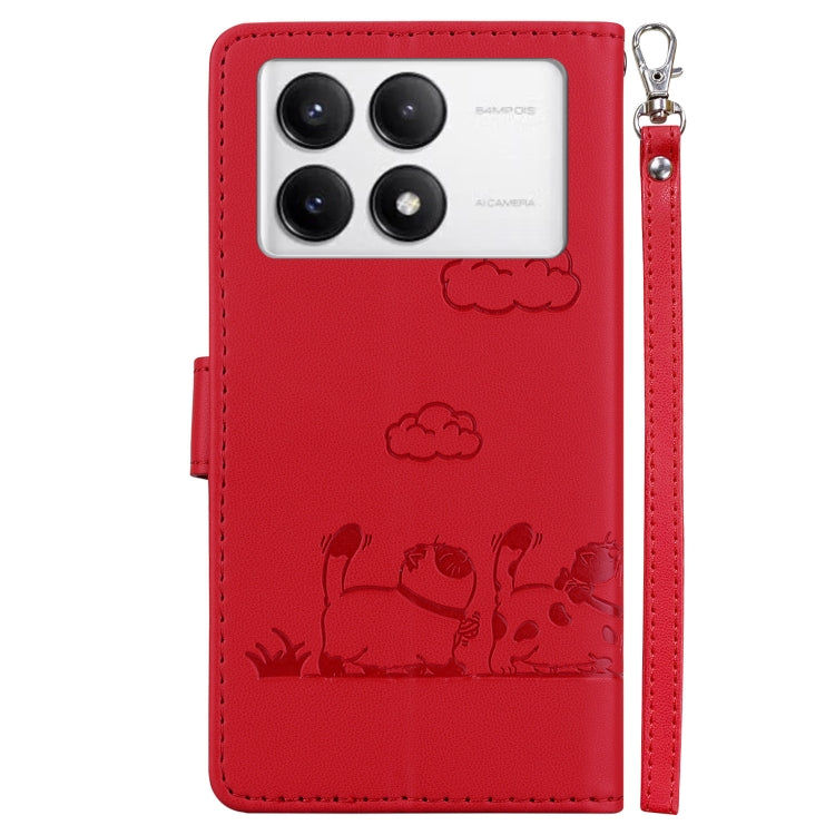 For Xiaomi Poco F6 Pro Cute Cats RFID Leather Phone Case