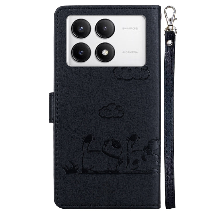 For Xiaomi Poco F6 Pro Cute Cats RFID Leather Phone Case