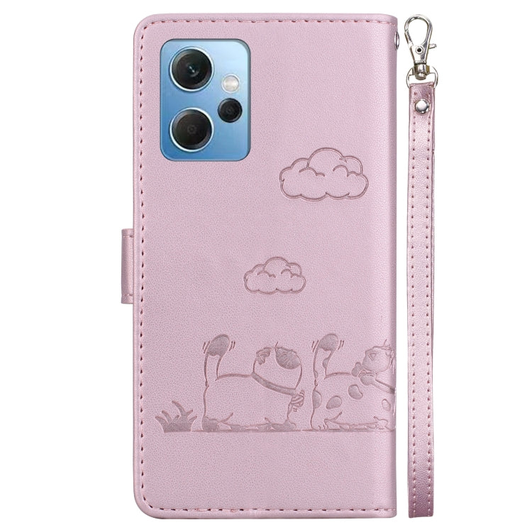 For Redmi Note 12 4G Global Cute Cats RFID Leather Phone Case