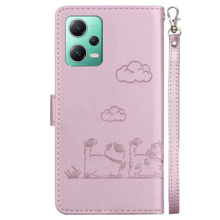 For Redmi Note 12 5G Global Cute Cats RFID Leather Phone Case