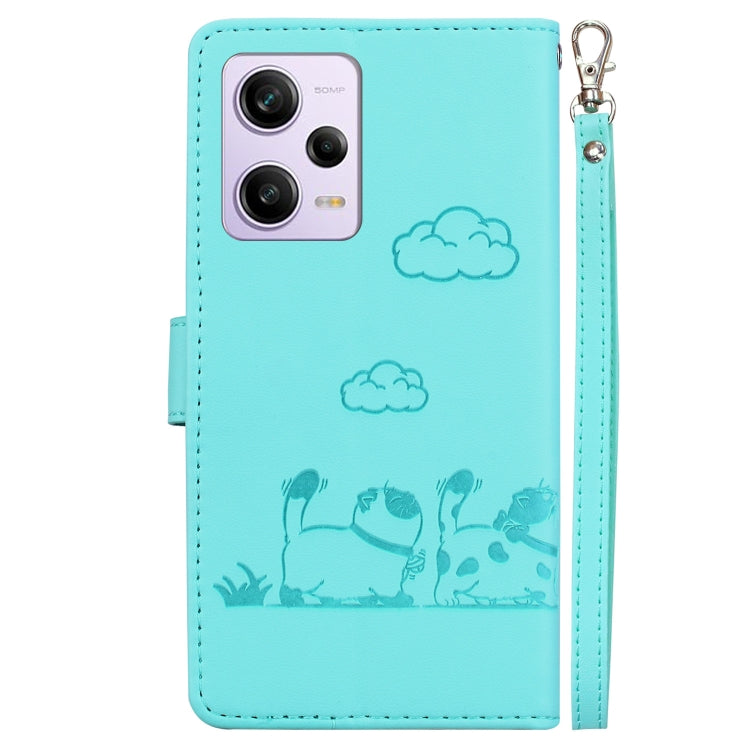 For Redmi Note 12 Pro 5G Global Cute Cats RFID Leather Phone Case