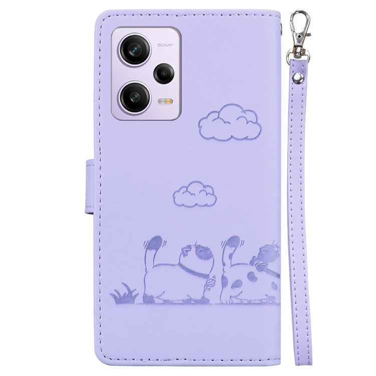 For Redmi Note 12 Pro 5G Global Cute Cats RFID Leather Phone Case