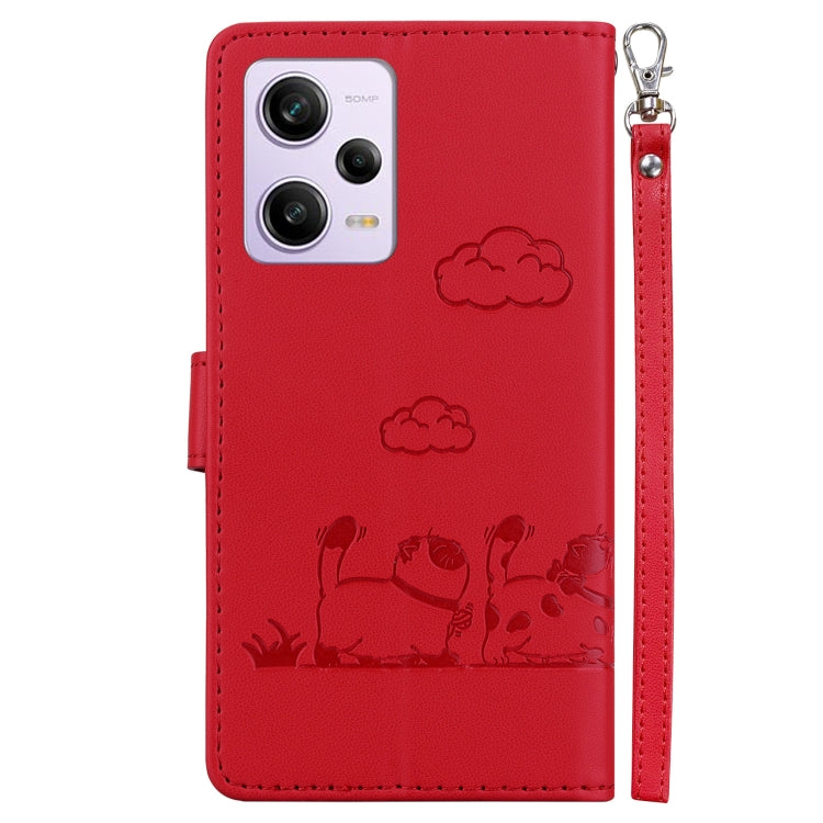 For Redmi Note 12 Pro 5G Global Cute Cats RFID Leather Phone Case