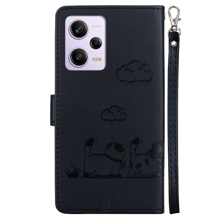 For Redmi Note 12 Pro 5G Global Cute Cats RFID Leather Phone Case