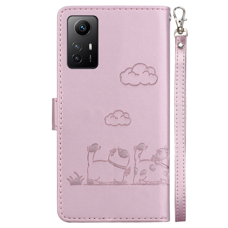 For Redmi Note 12S Cute Cats RFID Leather Phone Case