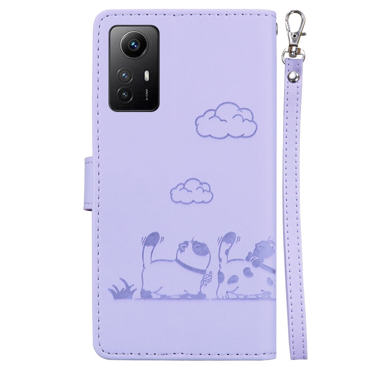 For Redmi Note 12S Cute Cats RFID Leather Phone Case