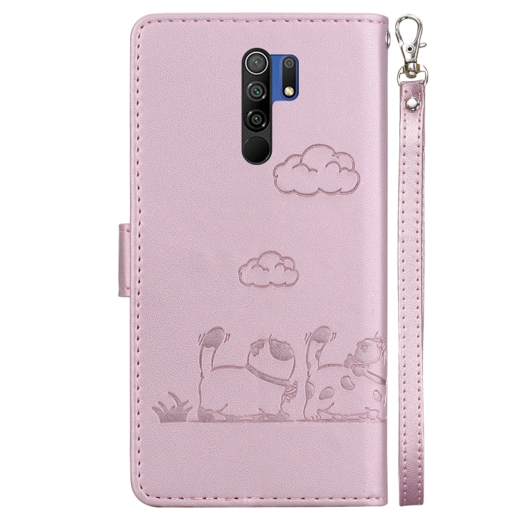 For Redmi 9 / 9 Prime Cute Cats RFID Leather Phone Case