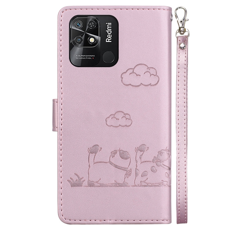 For Redmi 10C Cute Cats RFID Leather Phone Case