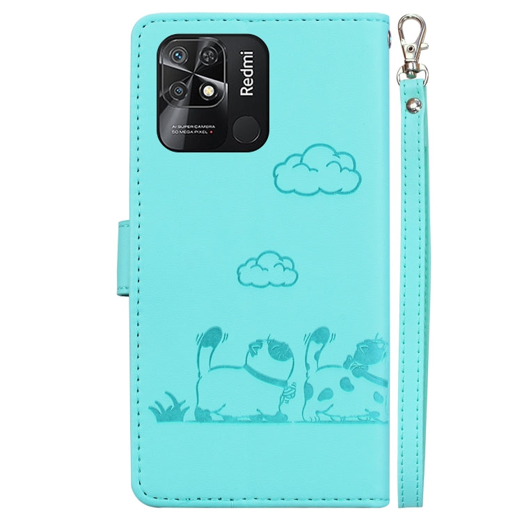 For Redmi 10C Cute Cats RFID Leather Phone Case