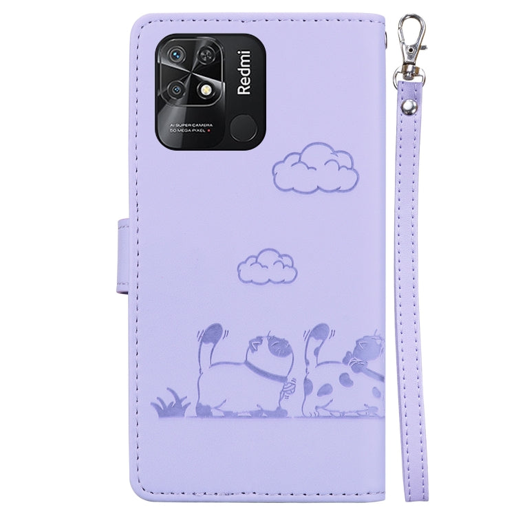 For Redmi 10C Cute Cats RFID Leather Phone Case